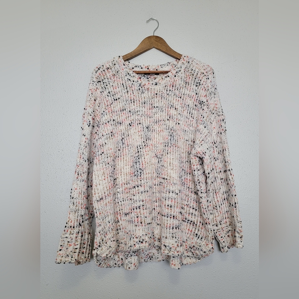 Cable & Gauge Speckled Chunky Knit Crewneck Sweater